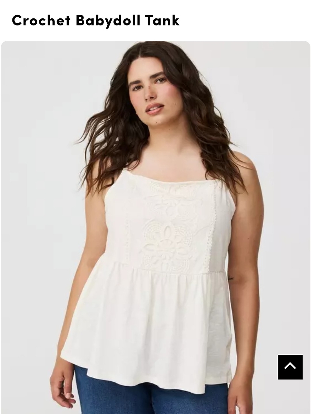 torrid White Crochet Babydoll Tank